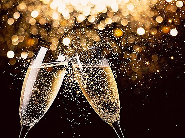 Two glasses of champagne as a symbol of new year celebrations